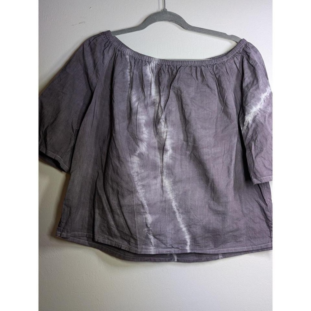 Grey Distressed Off the Shoulder Medium Tye Dye Blouse‎